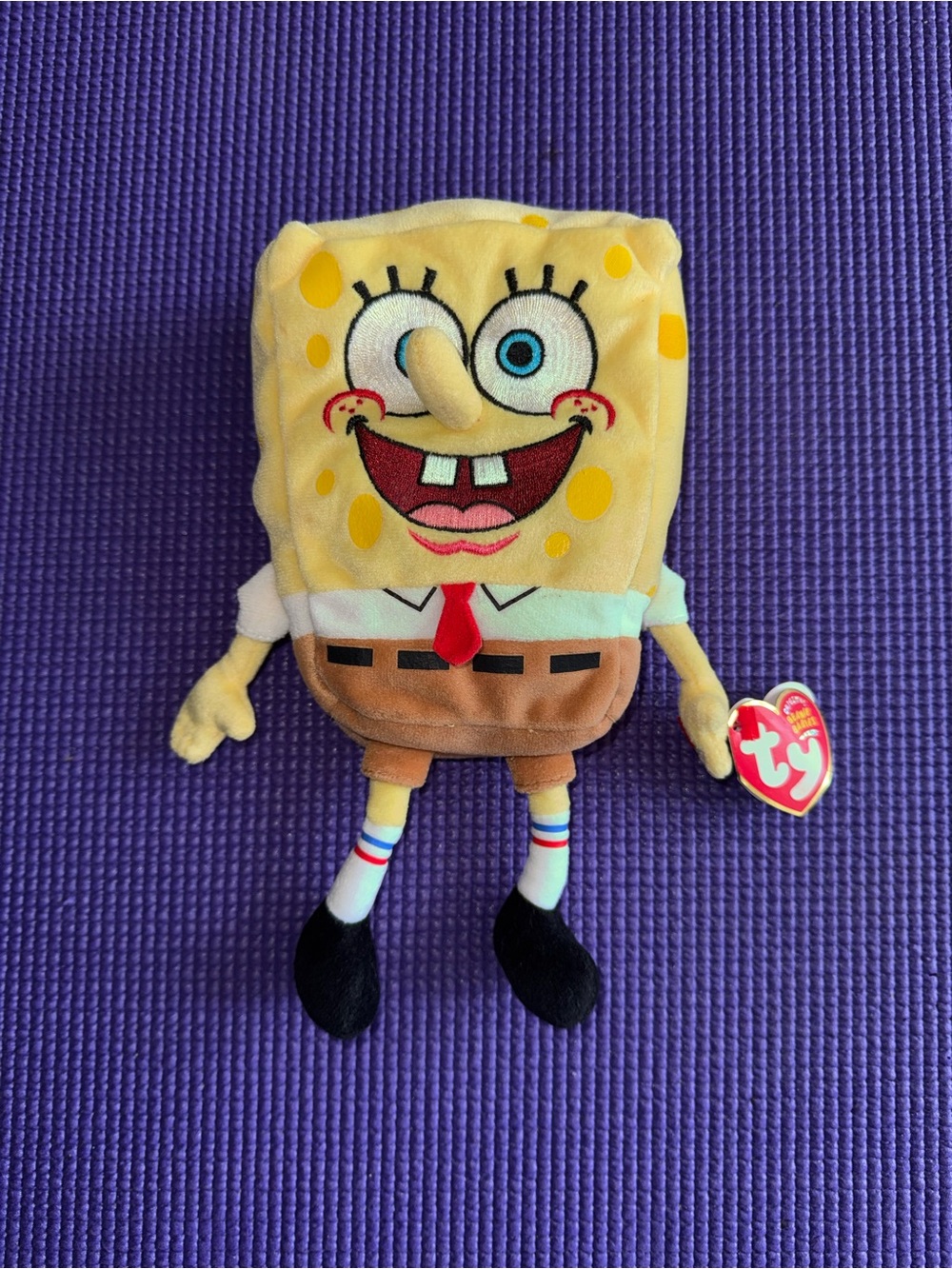 Ty SpongeBob SquarePants Yellow & Brown Plush with Red Tie